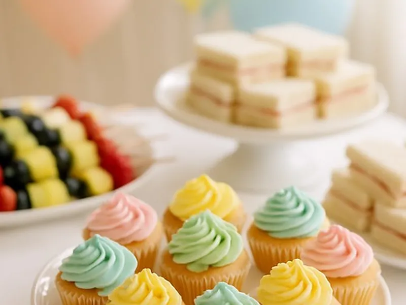 Mini-Buffet mit Schalen und Platten für Kinder
